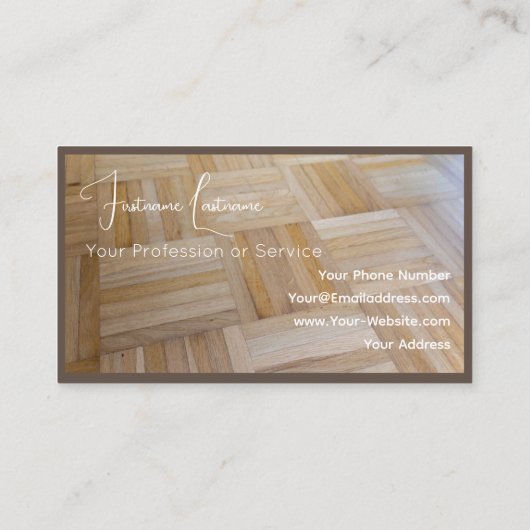 Parkettboden aus Bio, 100% Naturholz Visitenkarte (Rückseite)