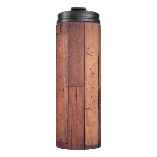 Parkettmuster aus Holz Thermosbecher (Vorderseite)