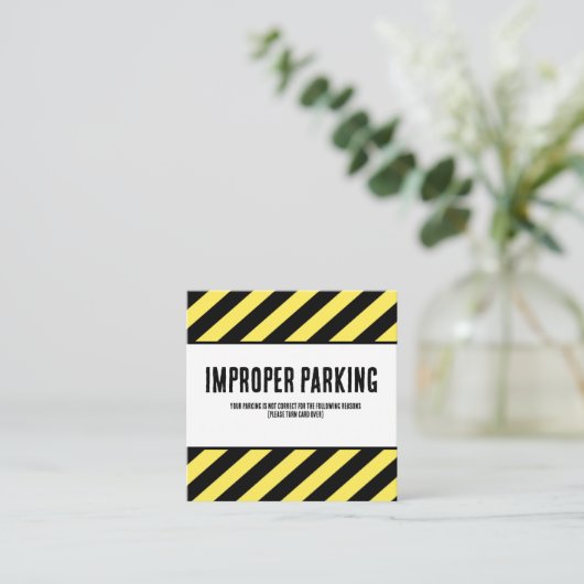 Parking Incorrectly Complaint Card, Funny Bad Park Quadratische Visitenkarte (Stehend Vorderseite)
