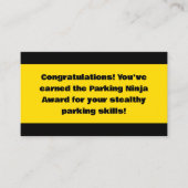 Parking Ninja Award Telefonnummerkarte (Vorderseite)