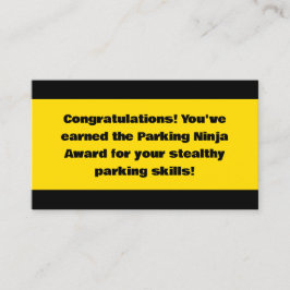 Parking Ninja Award Telefonnummerkarte