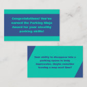 Parking Ninja Award Visitenkarte (Vorne/Hinten)