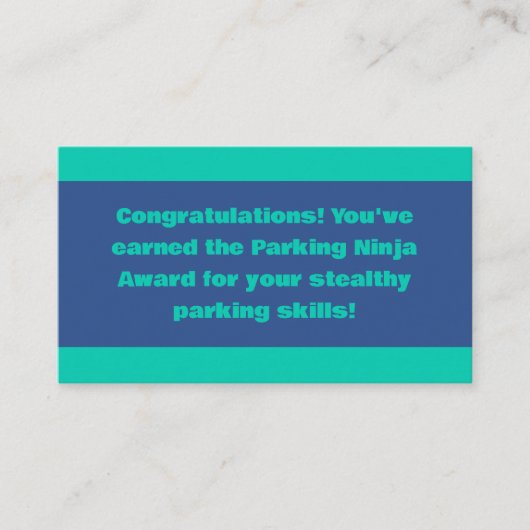 Parking Ninja Award Visitenkarte (Vorderseite)