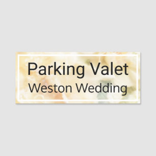 Parking Valet Hochzeit Weiße Rosen Magnetrückseite Namensschild