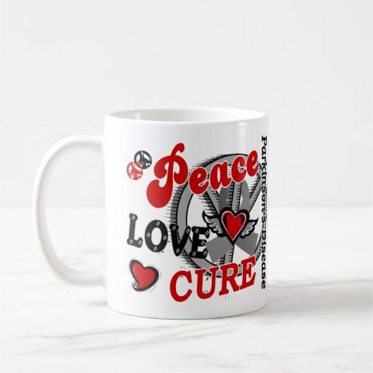 Parkinson der FriedensLiebe-Heilungs-2 Krankheit Kaffeetasse (Links)