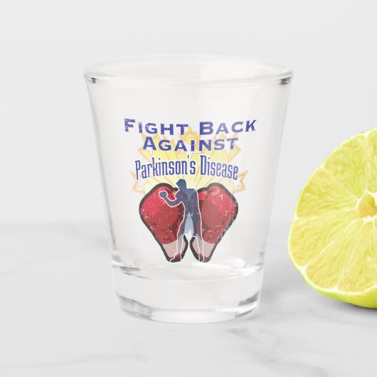 Parkinson kämpft gegen Not Schnapsglas (Vorderseite)