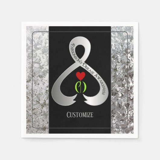 Parkinson's Awareness Ribbon Black and Silber 2 Serviette (Vorderseite)