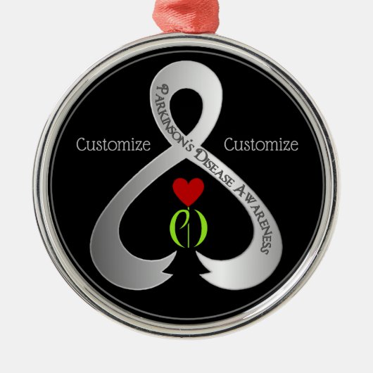 Parkinson's Awareness Ribbon Ornament Aus Metall (Vorne)