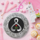 Parkinson's Awareness Ribbon Schwarz und Silber Pappteller (Party)