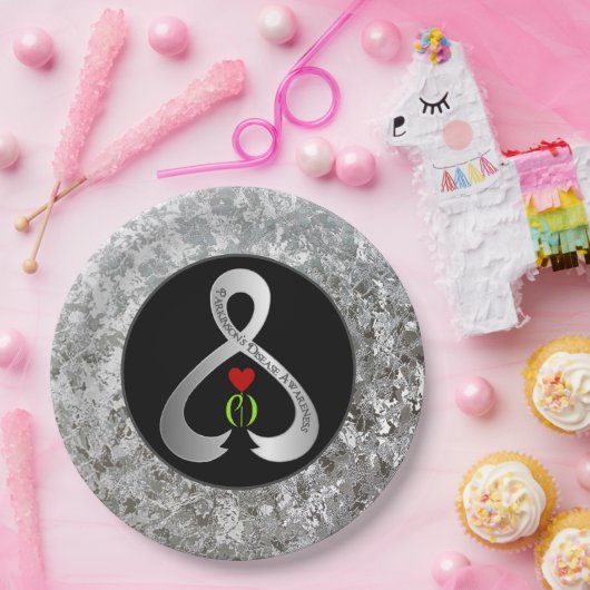 Parkinson's Awareness Ribbon Schwarz und Silber Pappteller (Party)