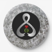 Parkinson's Awareness Ribbon Schwarz und Silber Pappteller (Vorderseite)