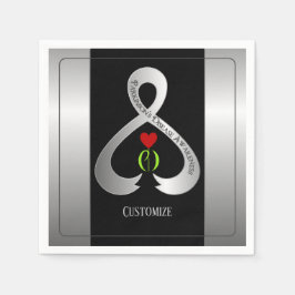 Parkinson's Awareness Ribbon Schwarz und Silber Serviette