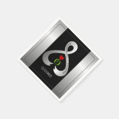 Parkinson's Awareness Ribbon Schwarz und Silber Serviette (Ecke)