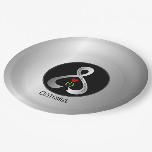 Parkinson's Awareness Ribbon Silver Pappteller (Schrägansicht)