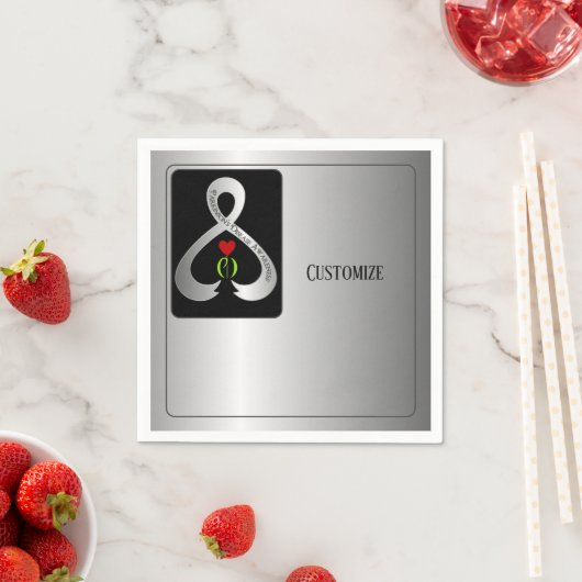 Parkinson's Awareness Ribbon Silver Serviette (Beispiel)