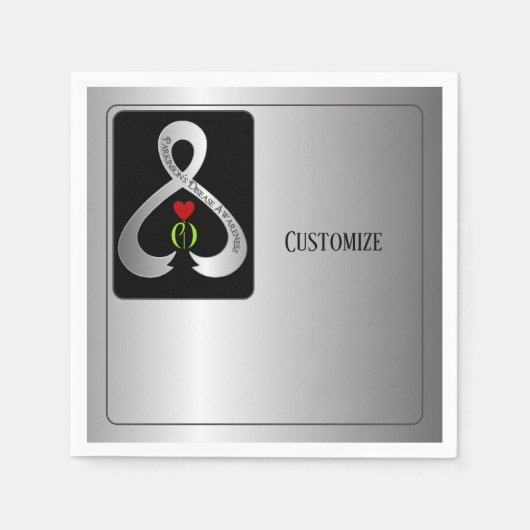 Parkinson's Awareness Ribbon Silver Serviette (Vorderseite)