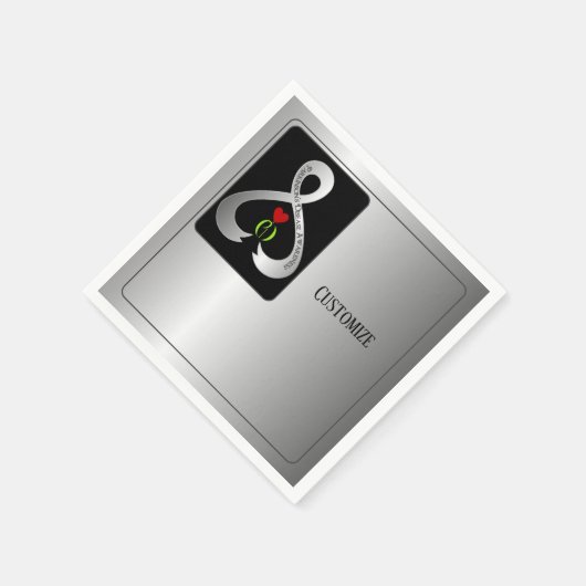 Parkinson's Awareness Ribbon Silver Serviette (Ecke)