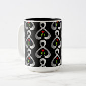 Parkinson's Awareness Ribbon Zweifarbige Tasse (Vorderseite Links)