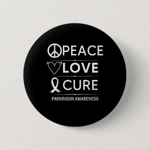 Parkinsons Disease Awareness Peace Liebe Cure Button