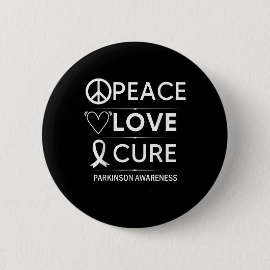 Parkinsons Disease Awareness Peace Liebe Cure Button (Vorderseite)