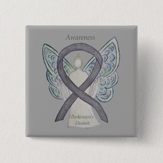 Parkinson's Disease Awareness Ribbon Angel Art But Button (Vorderseite)