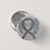 Parkinson's Disease Awareness Ribbon Angel Art But Button (Vorne & Hinten)