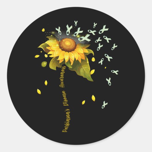 Parkinson's Disease Awareness Sunflower Ribbon Sup Runder Aufkleber (Vorderseite)