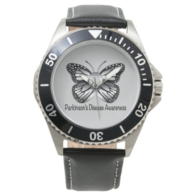 Parkinson's Disease Butterfly Awareness Ribbon Armbanduhr (Vorderseite)