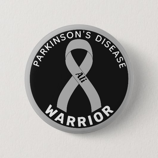 Parkinson's Disease Warrior Ribbon Black Button (Vorderseite)
