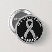 Parkinson's Disease Warrior Ribbon Black Button (Vorne & Hinten)