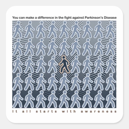 Parkinsons Kämpfe beginnt mit Bewusstsein Quadratischer Aufkleber (Vorderseite)