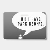 PARKINSONS KRANKHEITSBubble für das Comic Ausweis (Vorderseite)