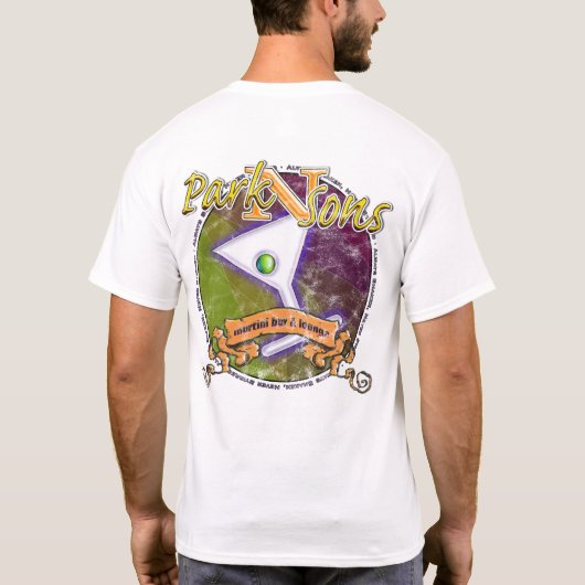 Parkinsons Martini Bar Circle Immer schütteln T-Shirt (Rückseite)