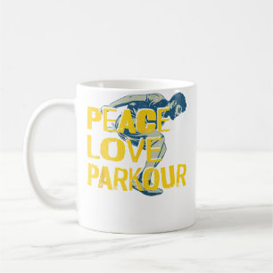 Parkour Free Running Traceur Vintage Frieden Liebe Kaffeetasse