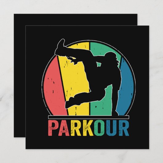 Parkour Free Running Training Traceur Retro Einladung (Vorne/Hinten)