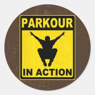 Parkour in Action-Signboard Runder Aufkleber
