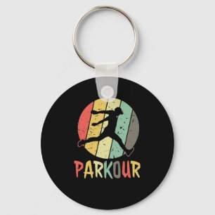 Parkour Logo in Retro Farben Schlüsselanhänger