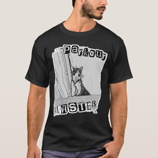  Parkour Master Funny Punk Kitty Design T-Shirt (Vorderseite)