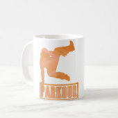 Parkour-Sprung-Design mit springendem Mann und Par Kaffeetasse (Vorderseite Links)