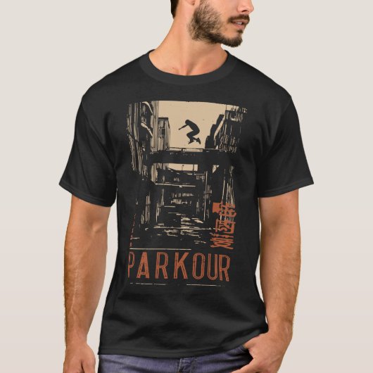 PARKOUR Urban Action Silhouette Poster | Retro T-Shirt (Vorderseite)