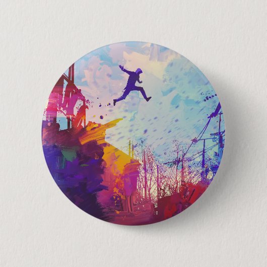 Parkour Urban Free Running Freestyling Moderne Kun Button (Vorderseite)