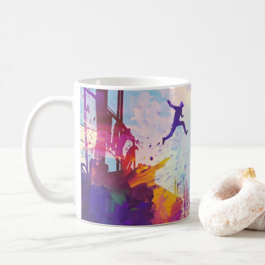 Parkour Urban Free Running Freestyling Moderne Kun Kaffeetasse (Mit Donut)