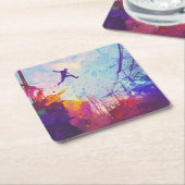 Parkour Urban Free Running Freestyling Moderne Kun Rechteckiger Pappuntersetzer (angewinkelt)