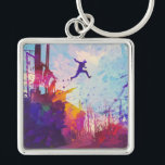 Parkour Urban Free Running Keyring Schlüsselanhänger<br><div class="desc">Der Eindruck eines bunten Künstlers,  in einer urbanen Hinterstraße Parkour zu praktizieren. Entworfen für Sie von Evco Studio.</div>