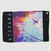 Parkour Urban Obstacle Course frei laufen Custom Golfhandtuch (Horizontal)