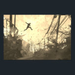 Parkour Urban Obstacle Course Moderne Sepia Poster<br><div class="desc">Der Eindruck eines bunten Künstlers,  in einer urbanen Hinterstraße Parkour zu praktizieren.</div>