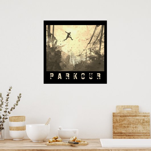 Parkour Urban Obstacle Course Moderne Sepia Poster (Küche)