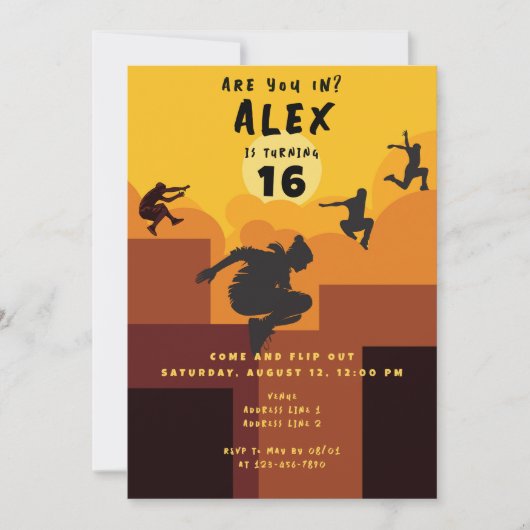 Parkour Urban Running Tee jedes Alter Geburtstag Einladung (Vorderseite)