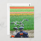 Parkplatz Bicycles Spring Tulip Blume Feld Postkar Postkarte (Vorne/Hinten)