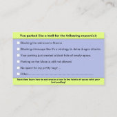 Parkplatz individuell wie ein Troll, lustiger Park Telefonnummerkarte (Rückseite)